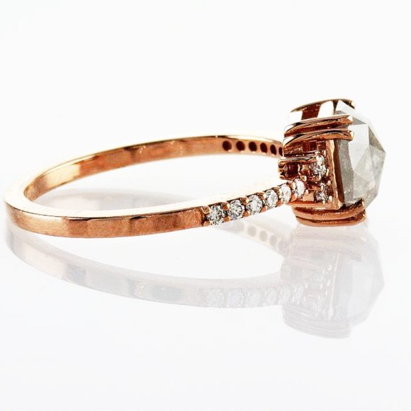 Radiant Diamond Engagement Ring Fancy Gray 1.22 TCW 14K Rose Gold - Picture 5 of 8